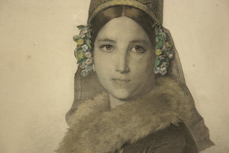 JAKOB MELCHER SCHÖNE FRAU   Aqua/Bleist/Pap.sign.~1850  